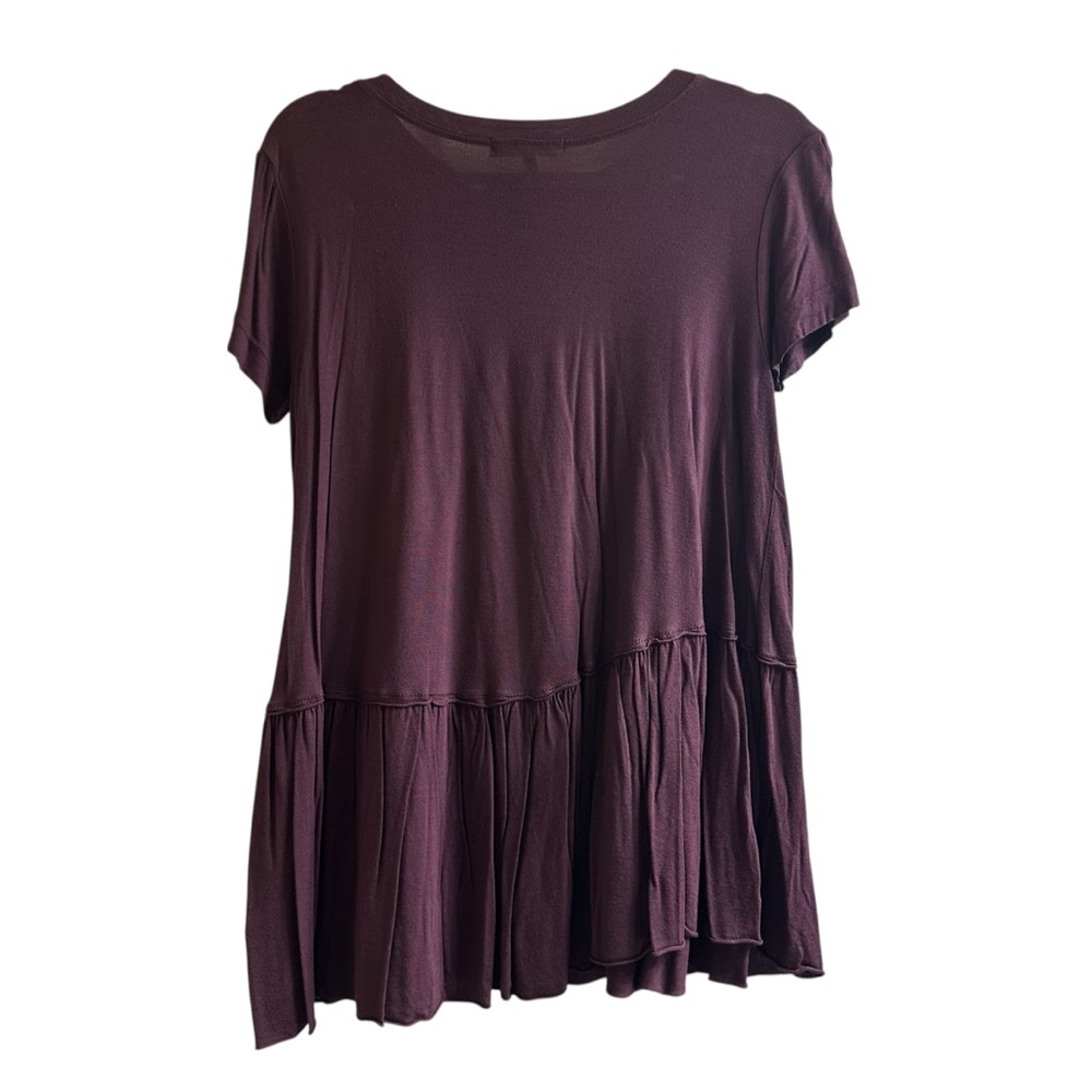 Truly Madly Deeply Short Sleeve Peplum Tee in Plum - Picture 2 of 4